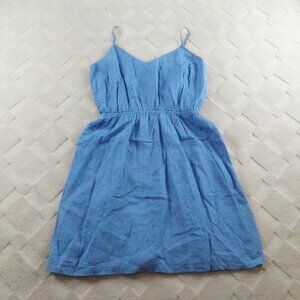 J.Crew Blue Linen Sleeveless Mini Dress Womens Medium Beach Vacation Casual
